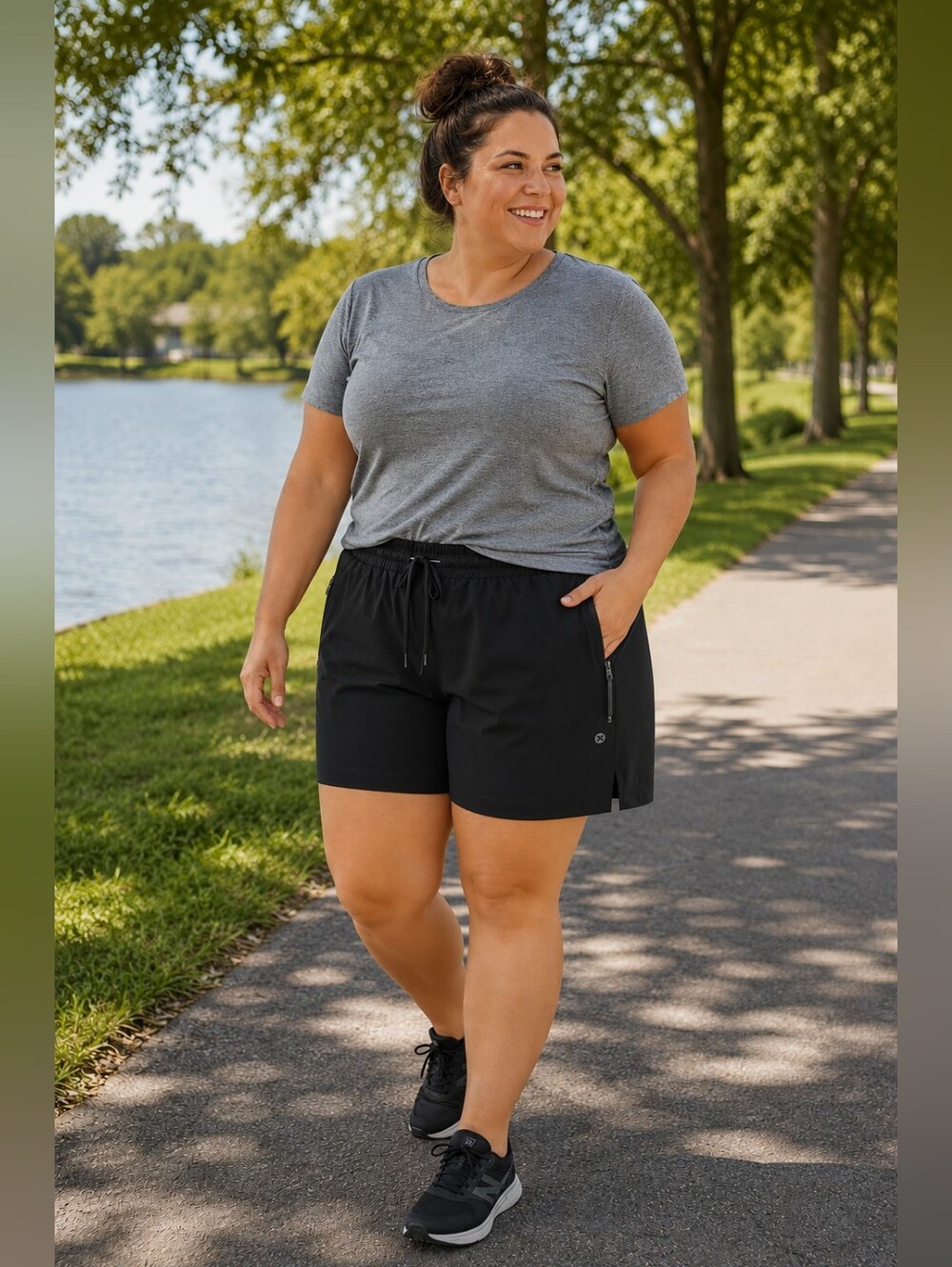 RBX Active High Rise Quick-dry Athletic Shorts in Black Workout Hike Women's 2X
